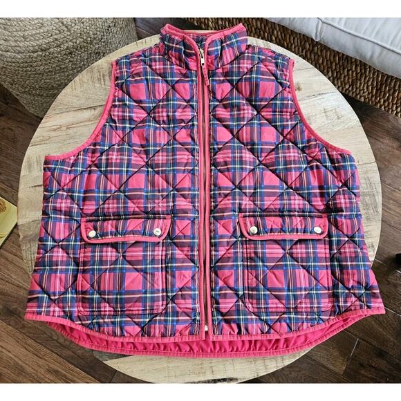 J. Crew Tartan Plaid Quilted Puffer Vest Women’s Size 3XL Preppy Holiday - Picture 1 of 11